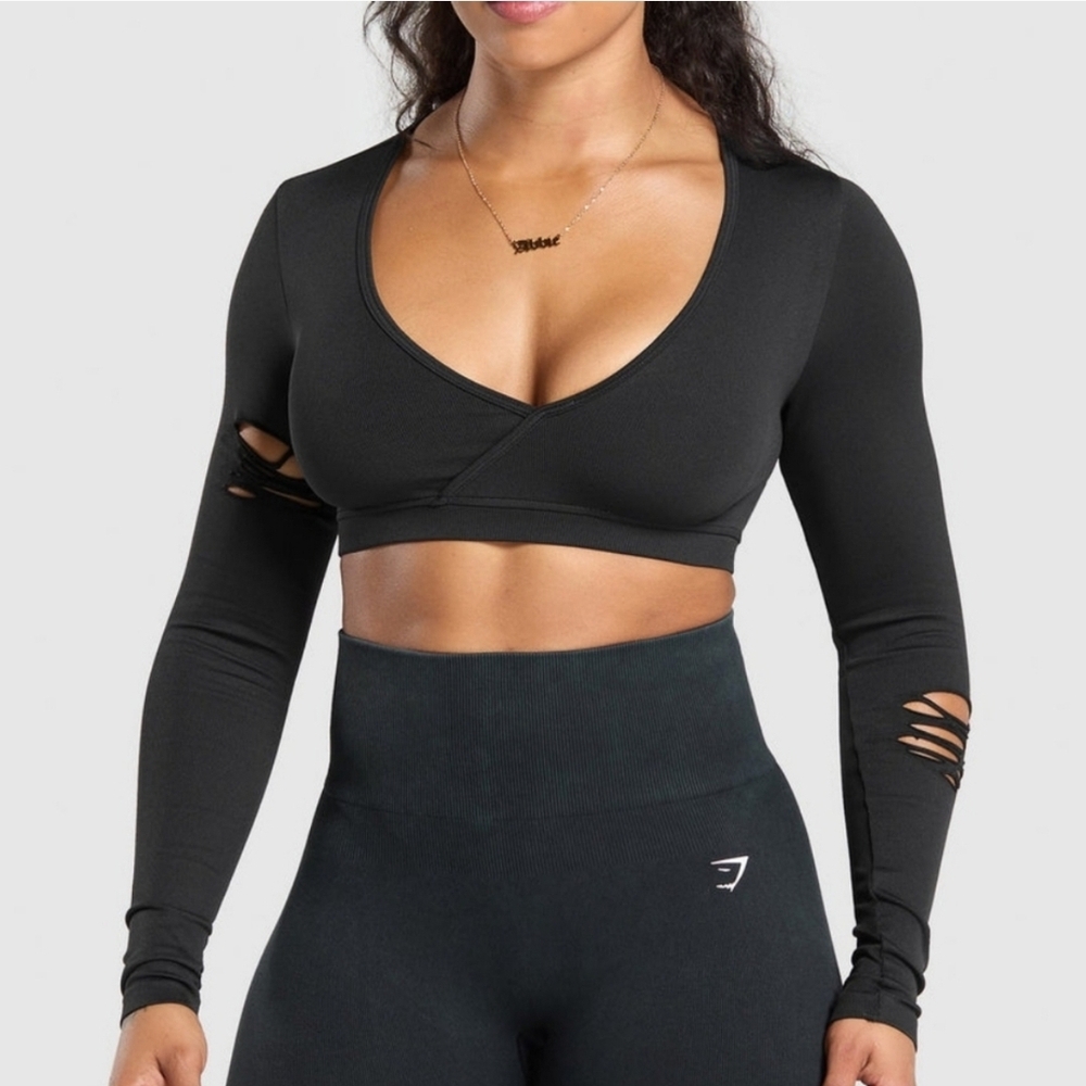 Gymshark Gains Seemless Distressed Super Crop Top